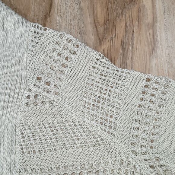 🔹️Liz Claiborne Cream Loose Knit Open Cardigan Small - Picture 4 of 9